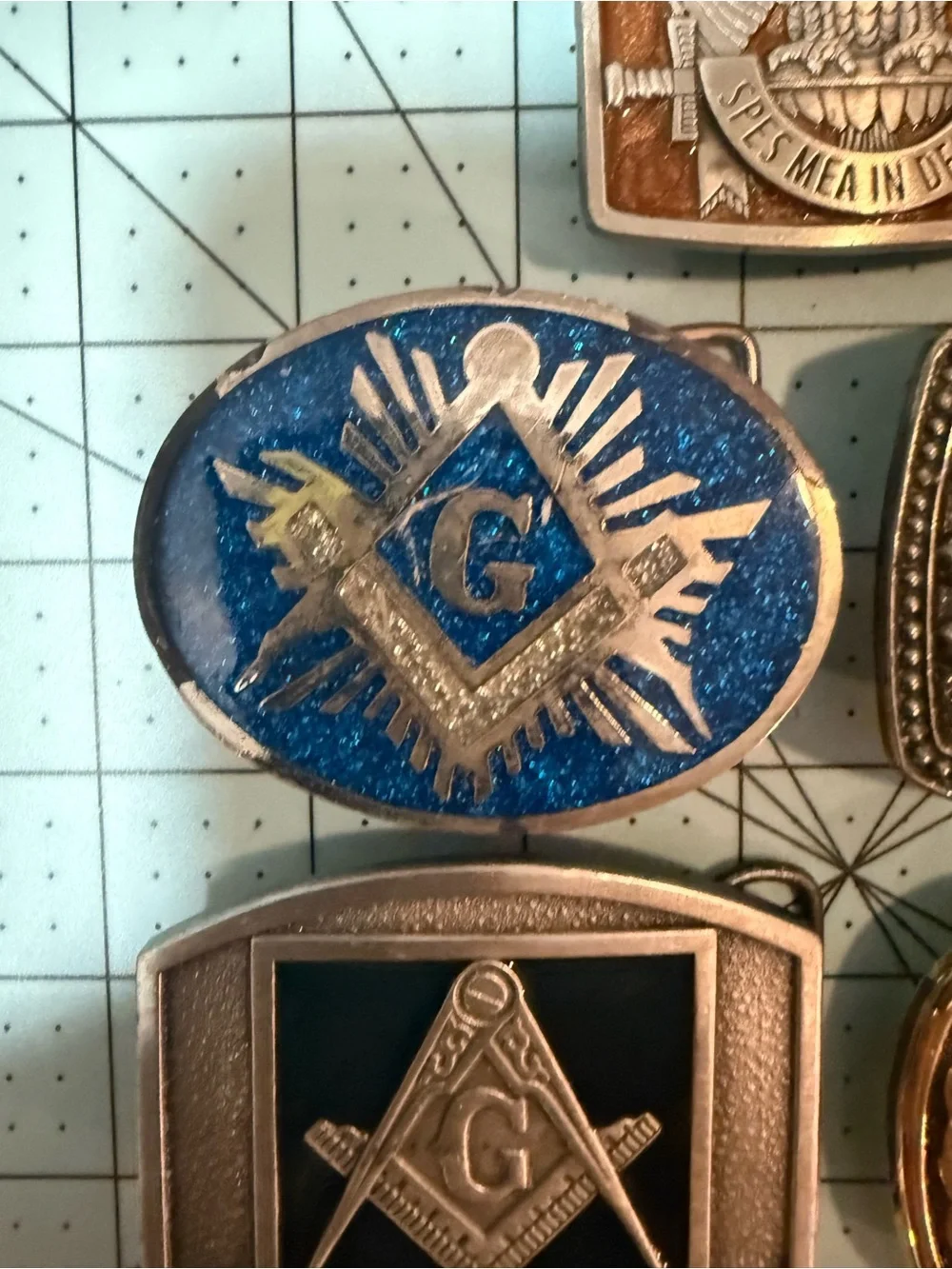 Lot of 5 Masonic Vintage Belt Buckles Freemason Shriners 32 Degree Scottish Rite